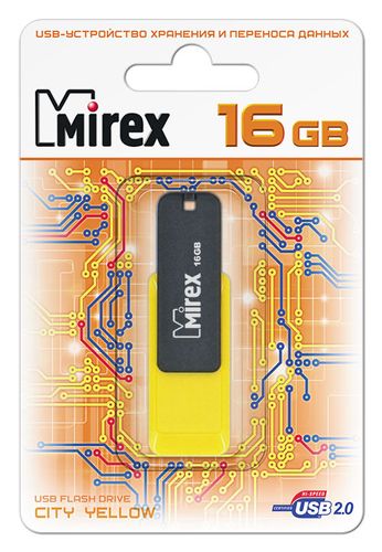 Флешка MIREX City 16ГБ Yellow/Black (13600-FMUCYL16)