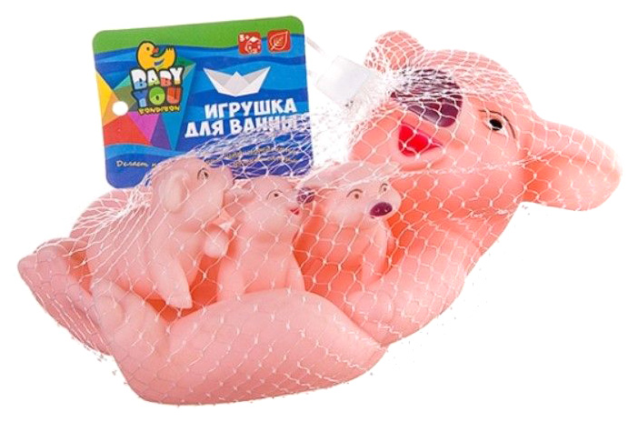 Набор игрушек для купания Bondibon Свинья с поросятами 4 штуки ВВ2754 мягкая игрушка plush story свинья пухля рыбка поросенок pig