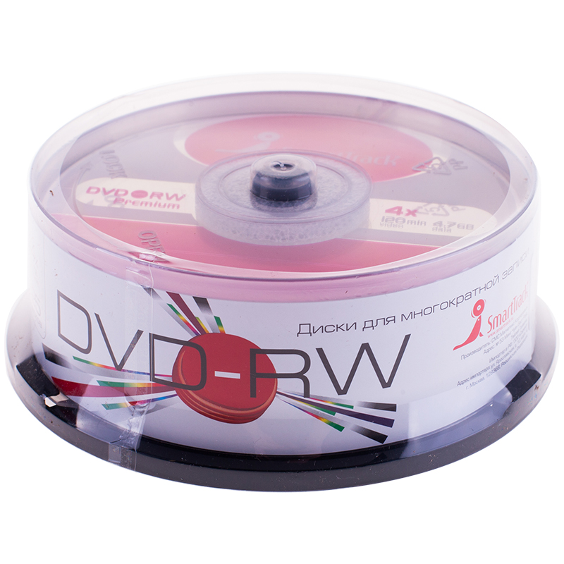 фото Диск dvd-rw smart track, 4.7gb, 4x, cake box, 25 штук smarttrack