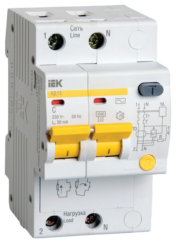 

Выключатель автоматический АД-12, 2 п, 20 А, 30 мА, АС, 4,5 кА, MAD10-2-020-C-030, IEK-1