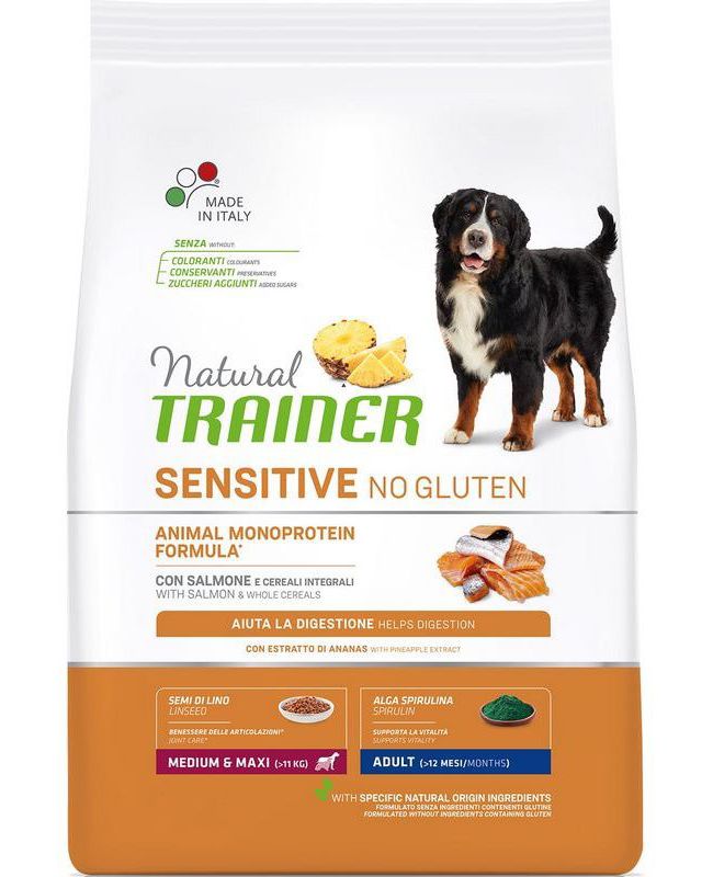 Сухой корм Trainer Natural Sensitive No Gluten Adult M/M с лососем для собак  12 кг