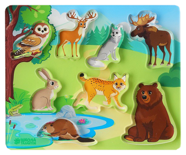 

Рамка - вкладыш с объемными фигурами "Лесная полянка", головоломка Школа талантов