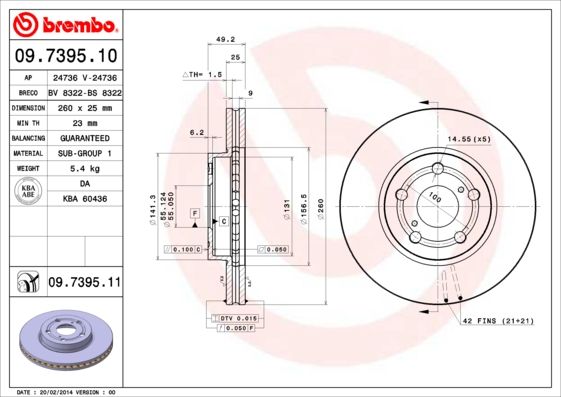 

Тормозной диск brembo 09.7395.11