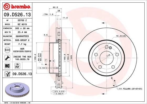 фото Тормозной диск brembo 09.d526.13