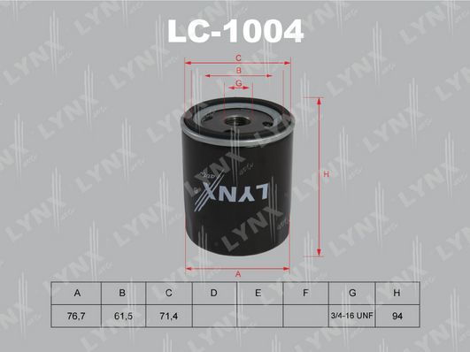 

Фильтр масляный LYNXauto LC-1004