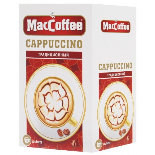 фото Кофейный напиток растворимый maccoffee капучино традиционный 3в1 12.5 г 10 штук