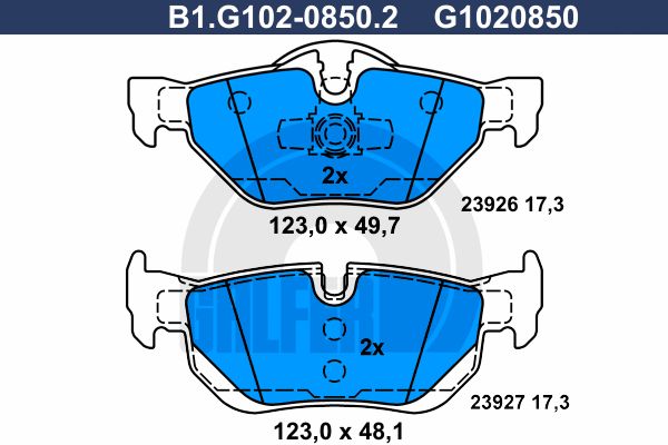 

Комплект тормозных дисковых колодок GALFER B1.G102-0850.2