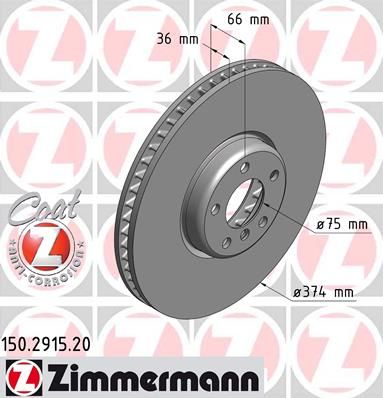 фото Тормозной диск zimmermann 150.2915.20