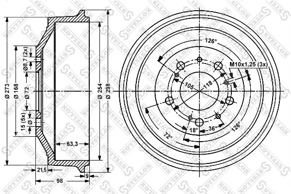 

Тормозной барабан STELLOX 6026-9906-SX