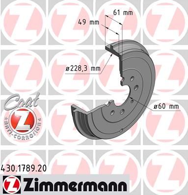 

Тормозной барабан ZIMMERMANN 430.1789.20