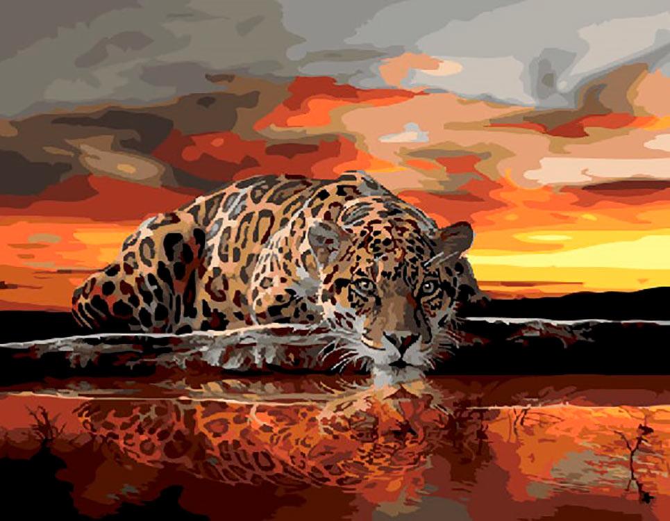 

Картина по номерам Paintboy Леопард у воды, 40x50 см, Леопард у воды