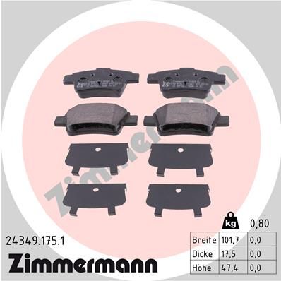 фото Комплект тормозных колодок, дисковый тормоз zimmermann 24349.175.1