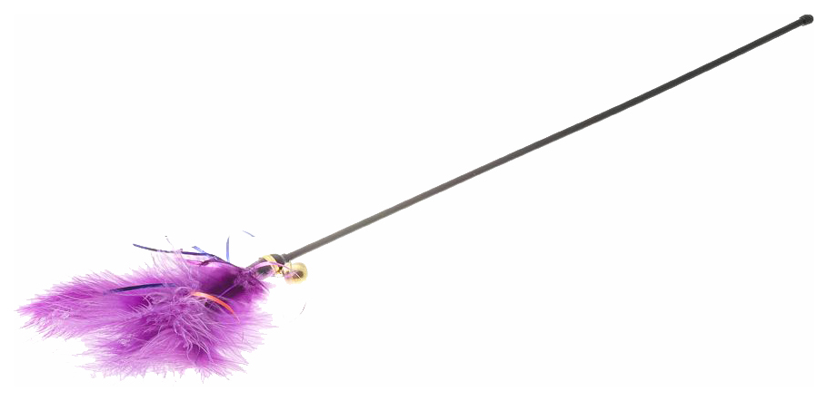 Дразнилка для кошек V.I.Pet с пером и колокольчиком, фиолетовый, 48 см