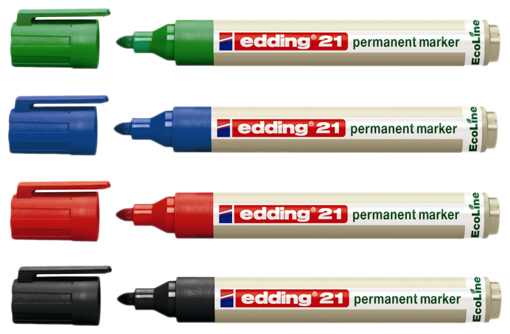 фото Набор edding перманентных маркеров ecoline, 1,5-3 мм, заправляемые, 4 а в наборе