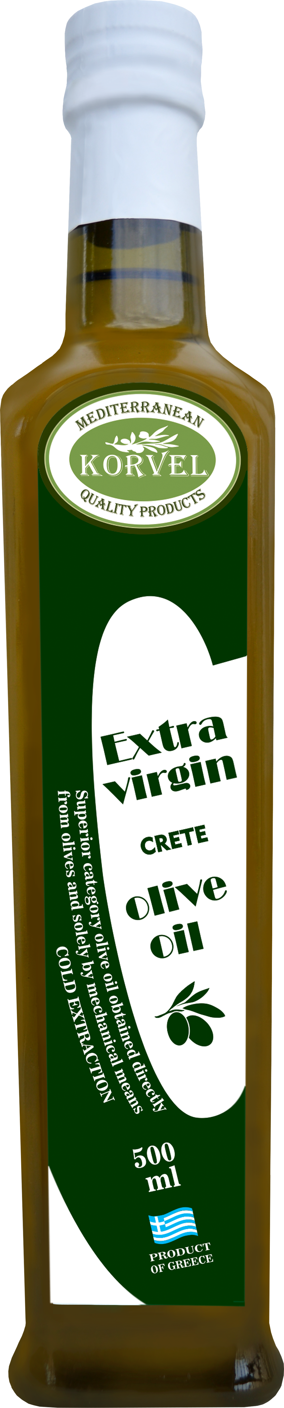 фото Оливковое масло korvel extra virgin крит стеклянная бутылка 500 мл