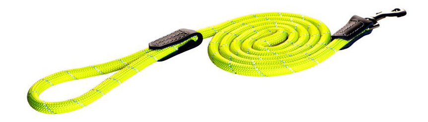 фото Поводок удлиненный для собак rogz rope l-12мм 1,8 м, желтый hllr12h