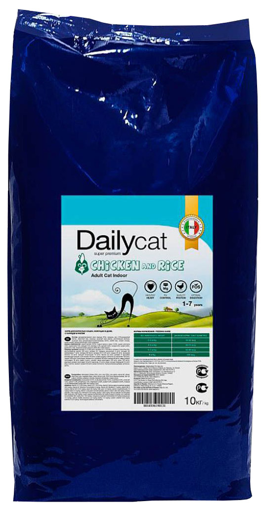 фото Сухой корм для кошек dailycat indoor, для домашних, курица и рис, 10кг