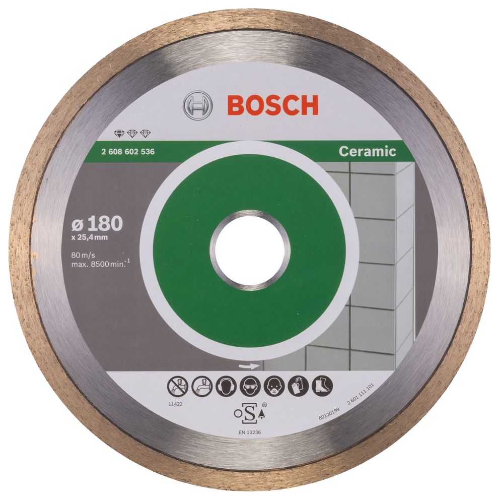 Диск отрезной алмазный Bosch Stf Ceramic180-25,4 2608602536 диск алмазный отрезной сплошной по кафельной и керамической плитке dexx