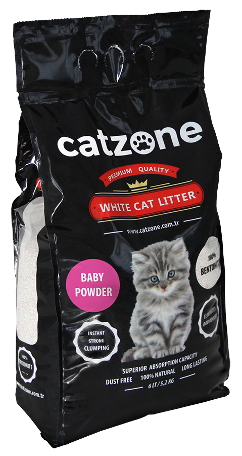 фото Комкующийся наполнитель для котят catzone baby powder бентонитовый, 10 кг, 30 л