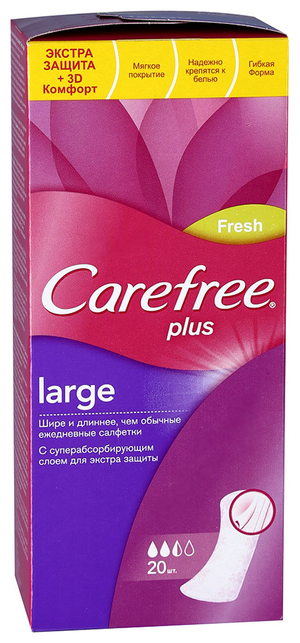Купить Прокладки Carefree Plus Large ежедневные 20 шт
