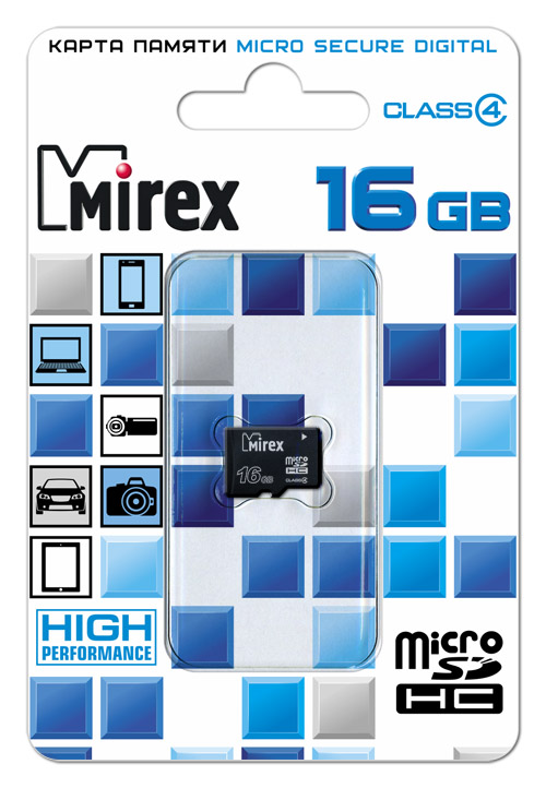 Карта памяти MIREX Micro SDHC 16GB