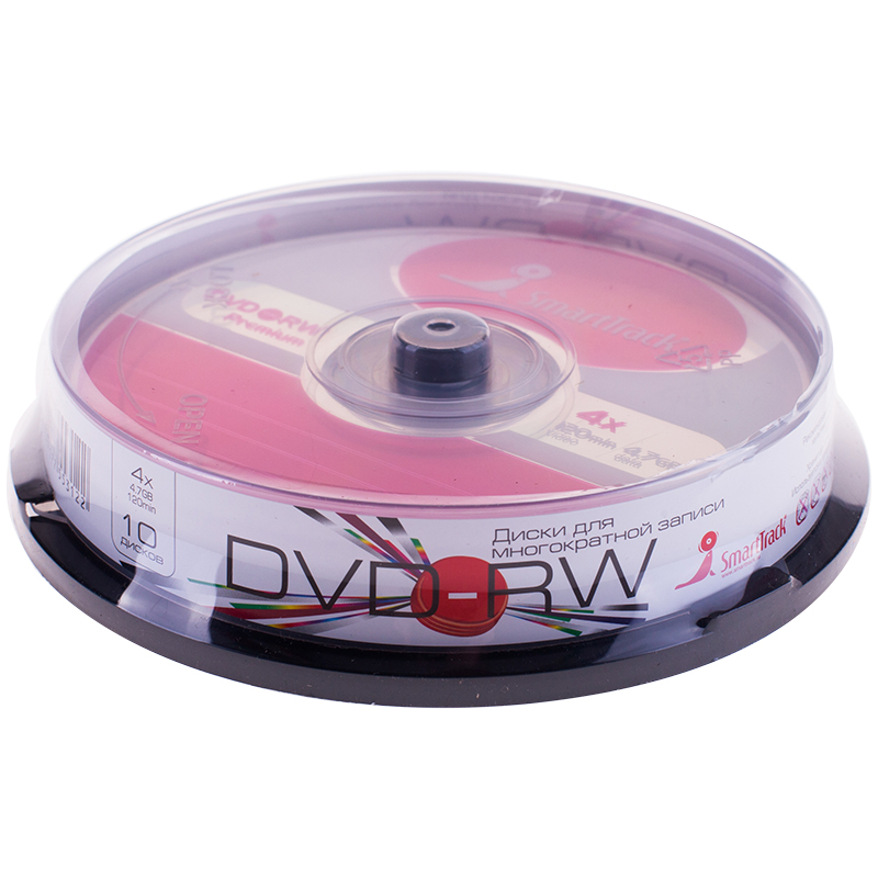 фото Диск dvd-rw smart track, 4.7gb, 4x, cake box, 10 штук smarttrack