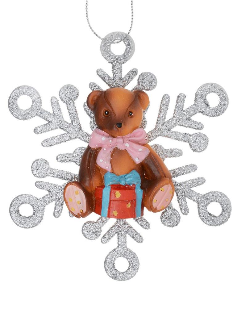 

Елочная игрушка Феникс Present Мишка в снежинке 75626 11 см 1 шт., Мишка в снежинке