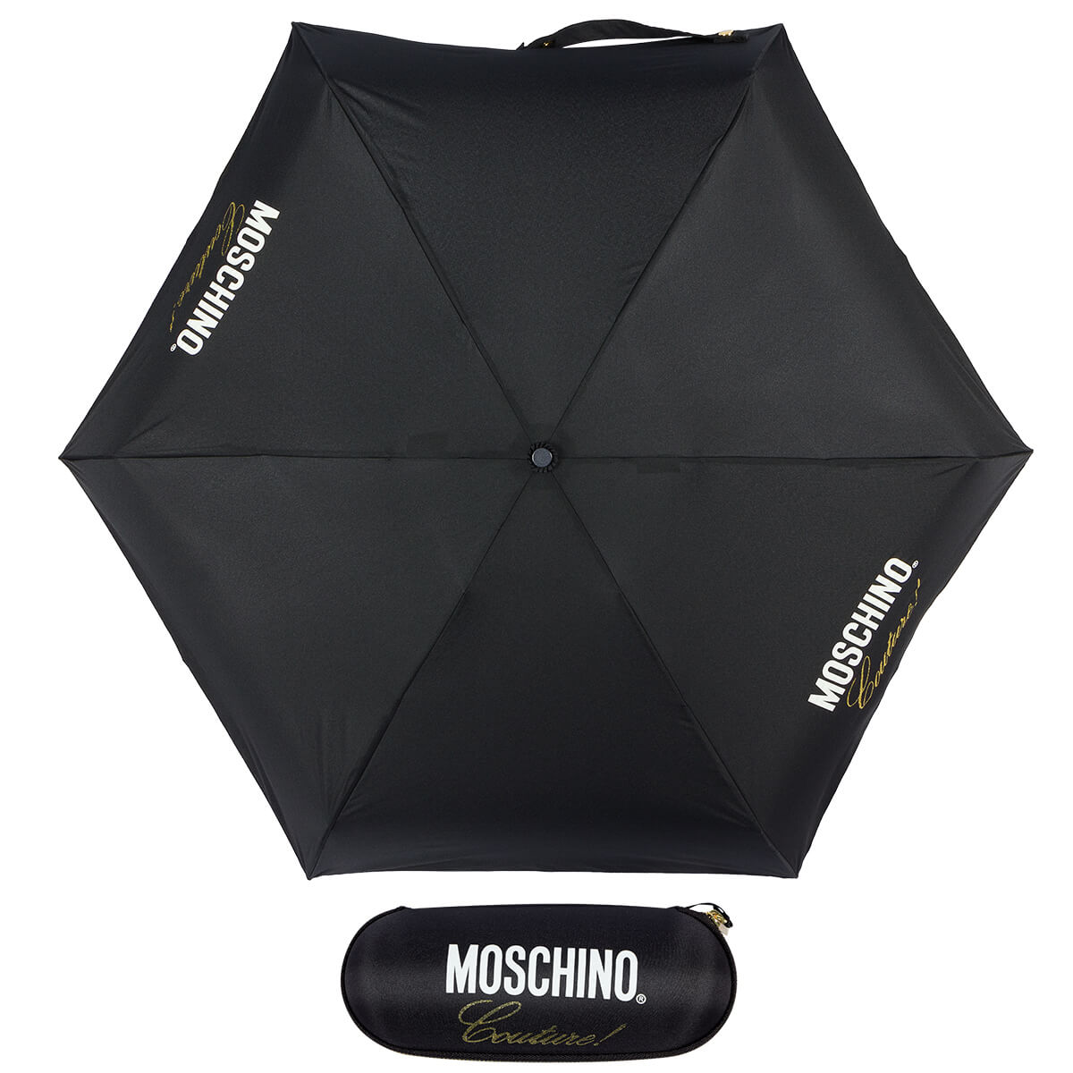 Зонт складной женский механический MOSCHINO 8014-superminiA черный
