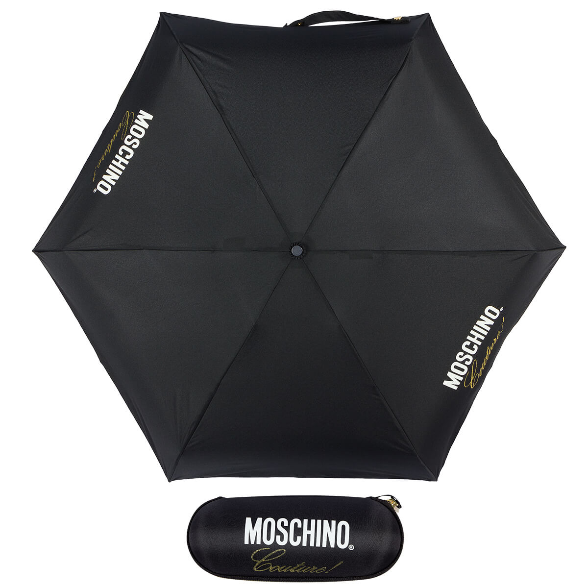 фото Зонт складной женский механический moschino 8014-superminia черный