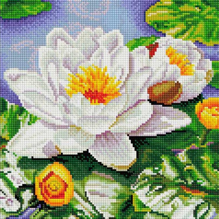 

Алмазная вышивка Белоснежка Нимфея озерная, 30x30 см, Нимфея озерная
