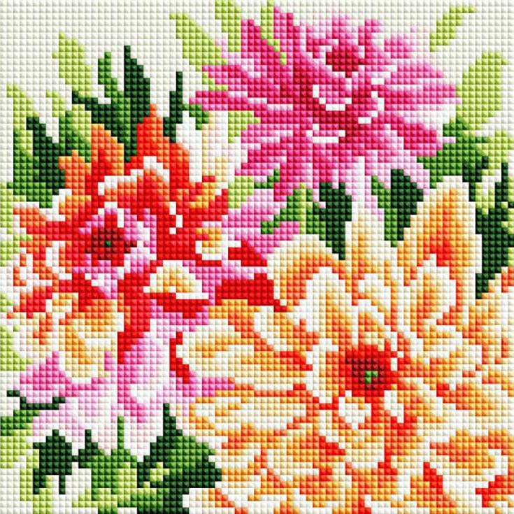 

Алмазная вышивка Белоснежка Георгины, 20x20 см, Георгины