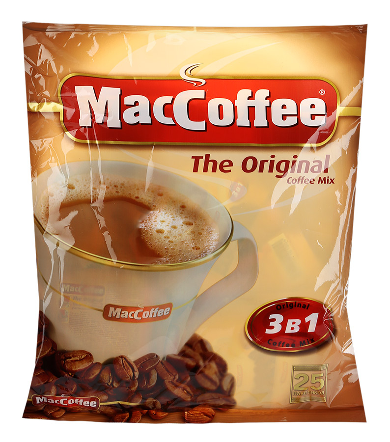 фото Напиток maccoffee кофейный карамель растворимый 3в1 18 г 25 пакетиков