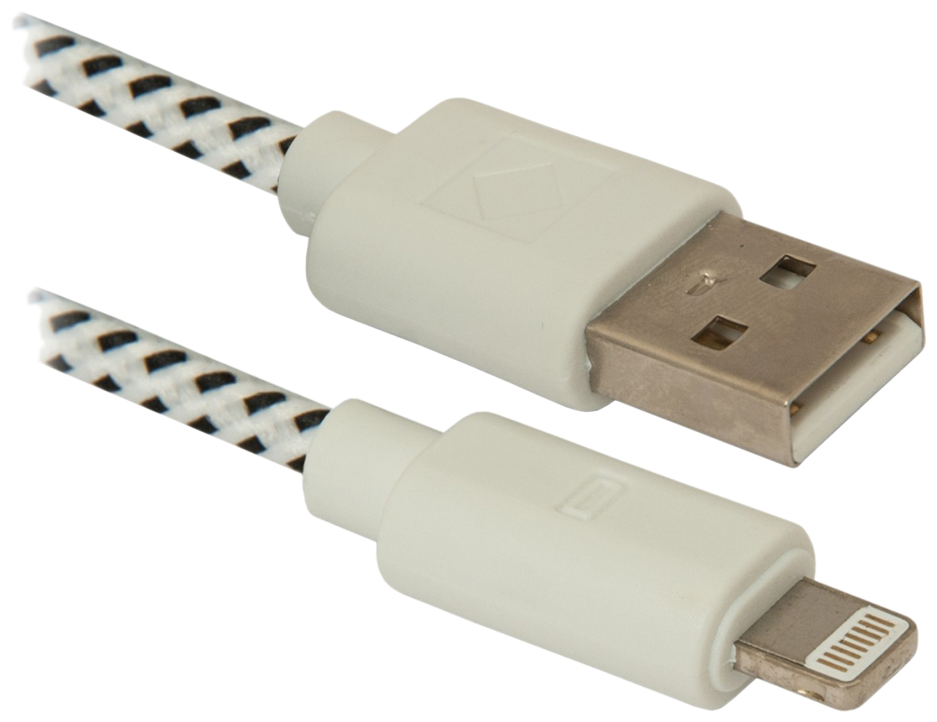 фото Кабель defender ach01-03t usb am - lightning, тканевая оплетка, белый - 1 м