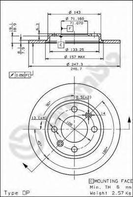 фото Тормозной диск brembo 08533410