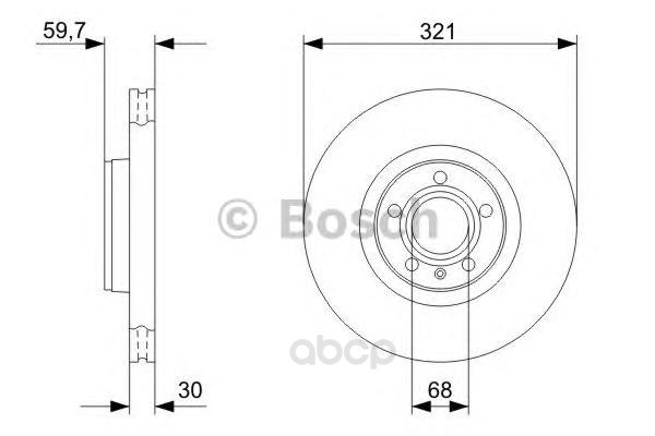 фото Тормозной диск bosch передний для audi a6 2.7-3.2 01-, a8 2.8-6.0 03-10 d=321мм 0986479300