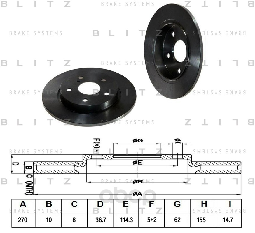 фото Тормозной диск blitz для toyota auris, avensis, corolla 2007- bs0291