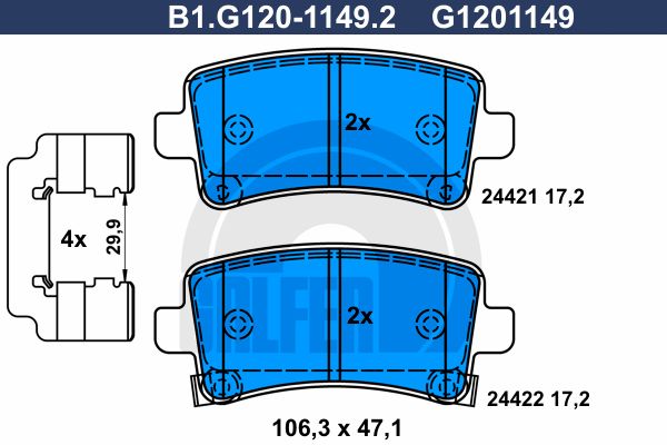 

Комплект тормозных дисковых колодок GALFER B1.G120-1149.2