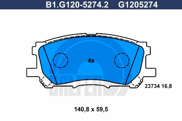 

Комплект тормозных дисковых колодок GALFER B1.G120-5274.2