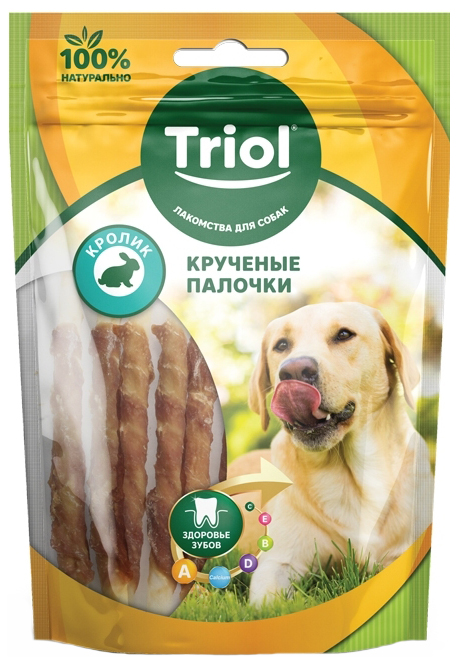 фото Лакомство для собак triol, крученые палочки с кроликом, 70г