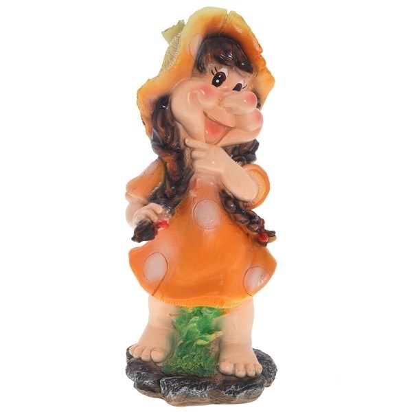 

Фигура декоративная садовая Девочка-поганочка с косичками L19W18H44 см