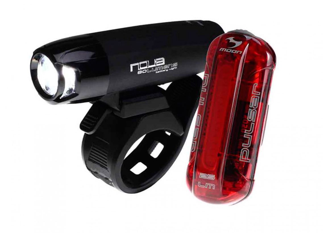 Комплект велосипедных фонарей Moon Nova и Pulsar красный/черный