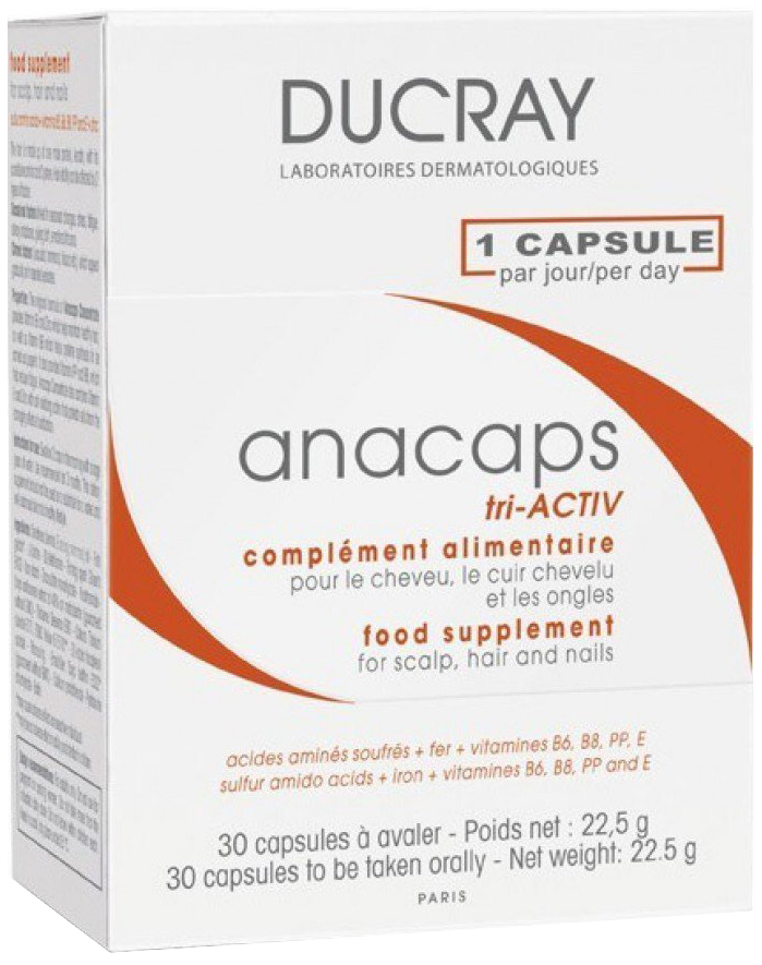 фото Для волос и кожи головы ducray аnacaps tri-activ food supplement 30 капсул