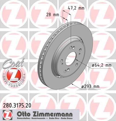 фото Тормозной диск zimmermann 280.3175.20