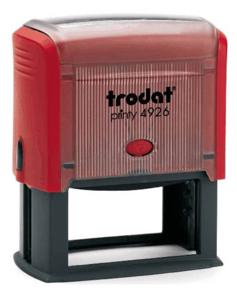 

Оснастка для печати Trodat Printy 4926. Размер поля: 75х38 мм. Цвет корпуса: красный.