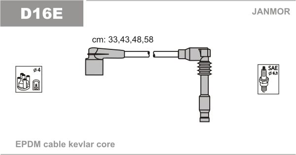 

Комплект проводов зажигания JANMOR D16E