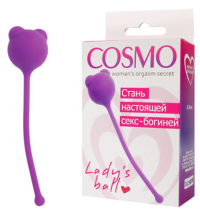 фото Фиолетовый вагинальный шарик с ушками cosmo bior toys