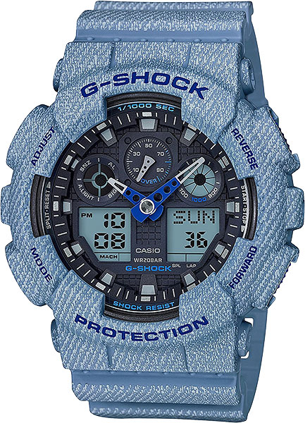 фото Японские наручные часы casio g-shock ga-100de-2a с хронографом