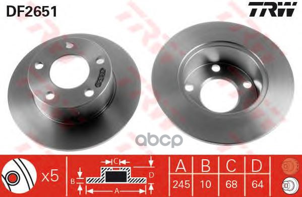 фото Тормозной диск trw/lucas для df2651