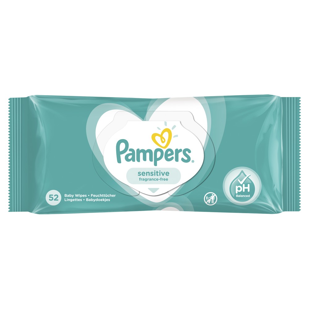 фото Детские влажные салфетки pampers sensitive 52 шт.