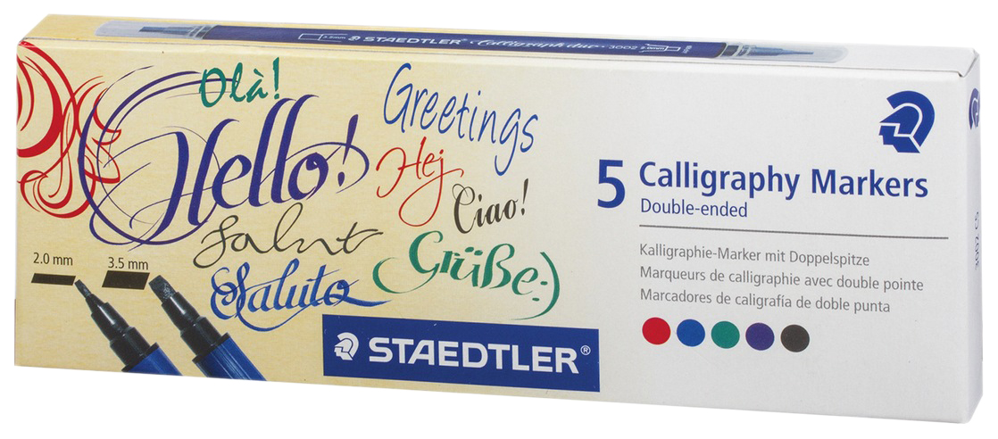 Набор каллиграфических двухсторонних маркеров Staedtler ST3002C5 2 и 3,5 мм 5 цв